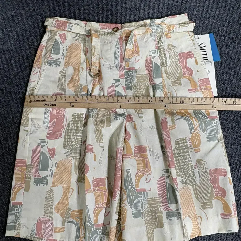 Smith & Company Shorts Womens 12 Multicolor Print Pleated Bermuda Made USA Golf